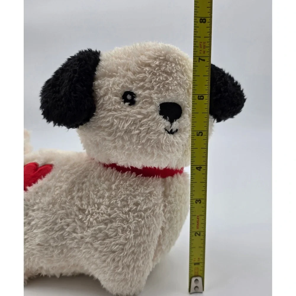 American Greetings Plush Puppy Dog Cream Black Ears Red Heart Valentine 7.5 in.